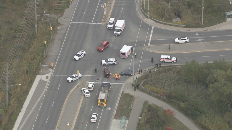 Emergency crews are on the scene of a crash in Ajax. (Chopper 24)