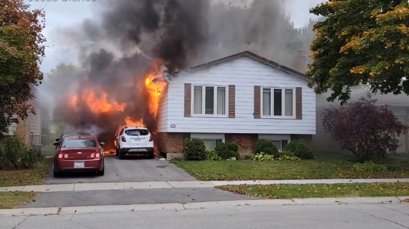 Firefighters responded to a structure fire at 332 Blue Forest Drive in London, Ont. on Friday, Oct. 7, 2022. (Courtesy: Jesus Blanco)