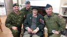 Veteran Warren Smith celebrates 100th birthday with members of the Royal Canadian Air Force Squadron 435 (CTV News Edmonton).