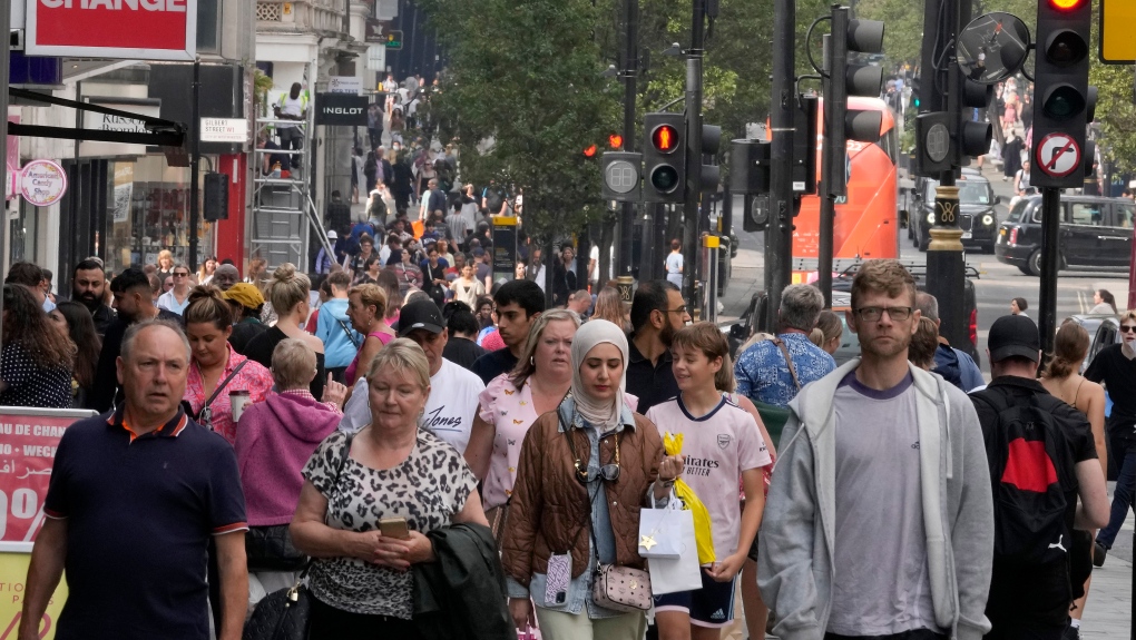 People walk in London