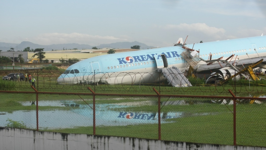 Damaged Korean Air plane in Cebu, Philippines
