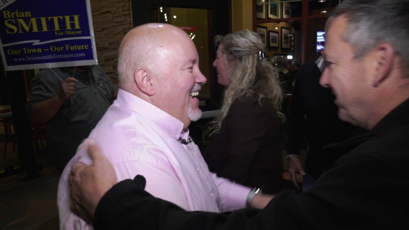 Brian Smith is elected mayor of Wasaga Beach for a second time on Mon., Oct. 24, 2022 (CTV News/Kraig Krause)