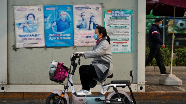Outside a coronavirus testing facility in Beijing, on Oct. 26, 2022. (Andy Wong / AP)