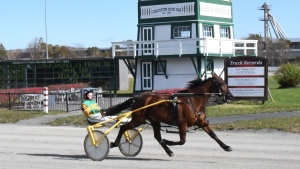 Sammy and Denny Baxter hit the track at the Red Shores Racetrack in Charlottetown in October 2022.