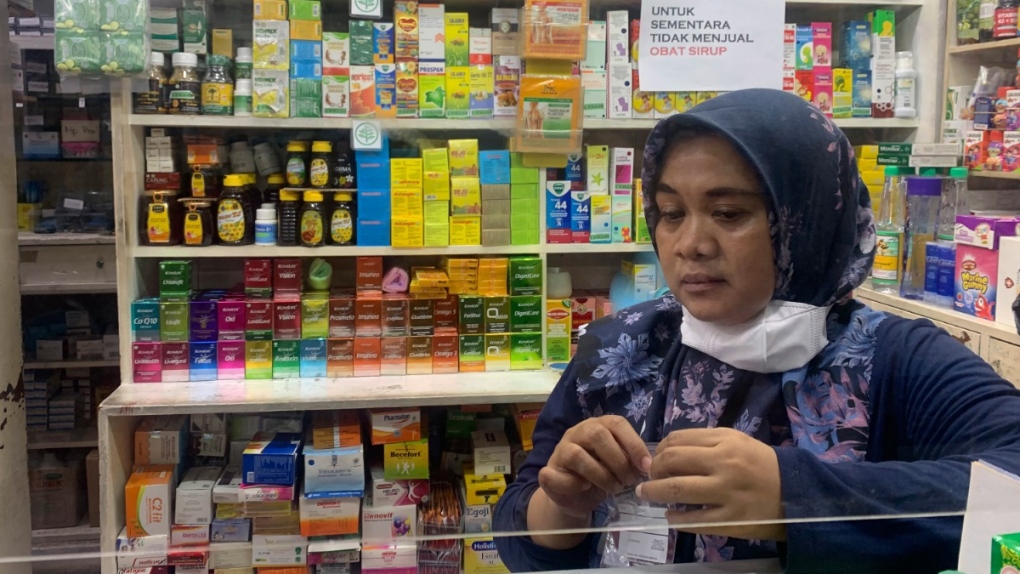 At a pharmacy in Jakarta, Indonesia