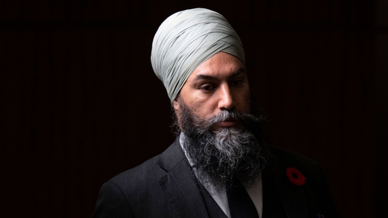 New Democratic Party leader Jagmeet Singh makes his way to the podium for a news conference, Thursday, November 3, 2022 in Ottawa. THE CANADIAN PRESS/Adrian Wyld