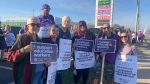 Education workers and supporters picket in Windsor-Essex on Friday, Nov. 4, 2022. (Bob Bellacicco/CTV News Windsor)