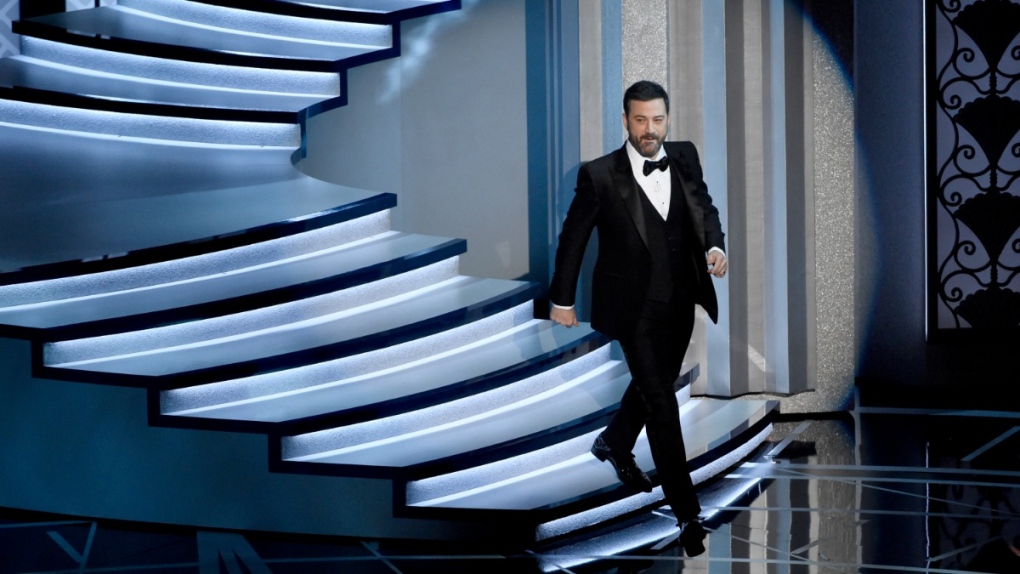 Jimmy Kimmel on stage at the Oscars in 2017