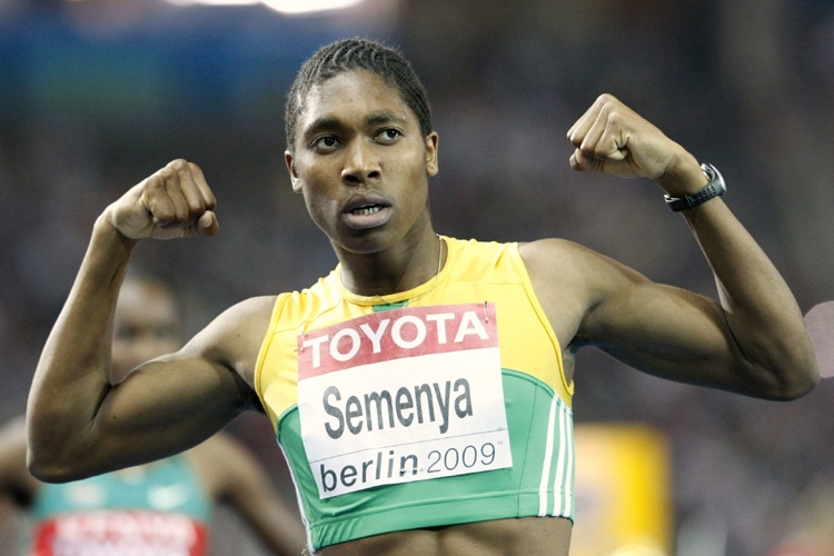 In this Aug. 19, 2009 file photo, South Africa's Caster Semenya celebrates after winning the gold medal in the final of the Women's 800m at the World Athletics Championships in Berlin. (AP Photo/Anja Niedringhaus, File photo)
