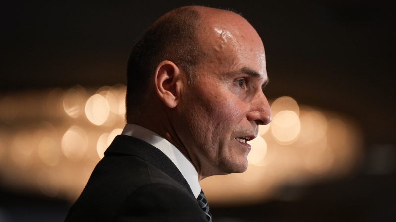 Federal Health Minister Jean-Yves Duclos responds to questions during a news conference after the second day of meetings with his provincial and territorial counterparts in Vancouver, Nov. 8, 2022. THE CANADIAN PRESS/Darryl Dyck