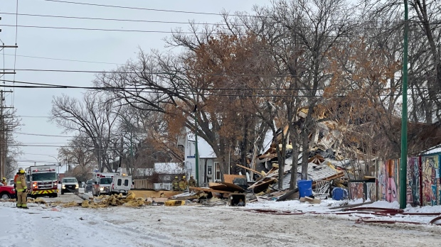 The aftermath of a major explosion in Regina's North Central neighbourhood on Nov. 13, 2022. (Brianne Foley/CTV News)