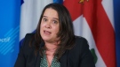 Montreal Public Health Director Dr. Mylene Drouin gives an update on the Coronavirus situation in the city during a news conference in Montreal, on Wednesday, February 24, 2021. THE CANADIAN PRESS/Paul Chiasson