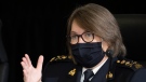 RCMP Commissioner Brenda Lucki responds to a question during testimony at the Public Order Emergency Commission, Tuesday, November 15, 2022 in Ottawa. THE CANADIAN PRESS/Adrian Wyld 