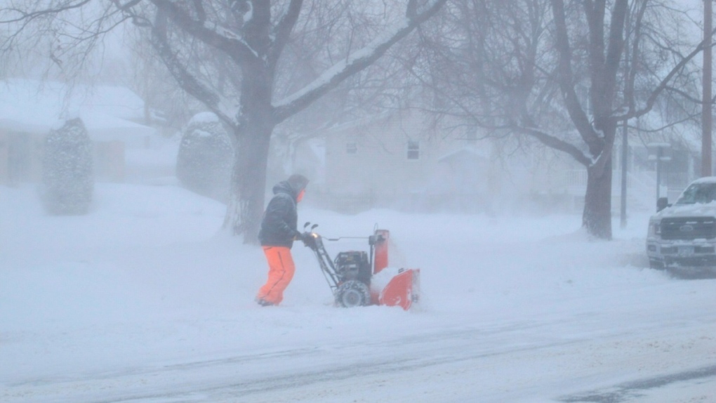 Operating a snowblower in Buffalo, N.Y., in 2019