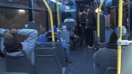 The overnight warming bus for people experiencing homelessness. (Wayne Mantyka / CTV News) 