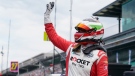 Simona de Silvestro, of Switzerland, waves to fans during qualifications for the Indianapolis 500 auto race at Indianapolis Motor Speedway on May 23, 2021, in Indianapolis. (AP Photo/Darron Cummings))