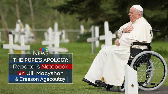 CTV News Channel will air the CTV News Special The Pope’s Apology: Reporter’s Notebook by Jill Macyshon & Creeson Agecoutay on Friday, Nov. 18 at 9 p.m. EST. The special will run for one hour.