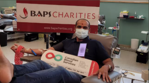 Since spring, members of the Winnipeg BAPS chapter have taken turns making weekly group blood donations. The group has almost reached 100 donations so far. (Source: BAPS Charities)
