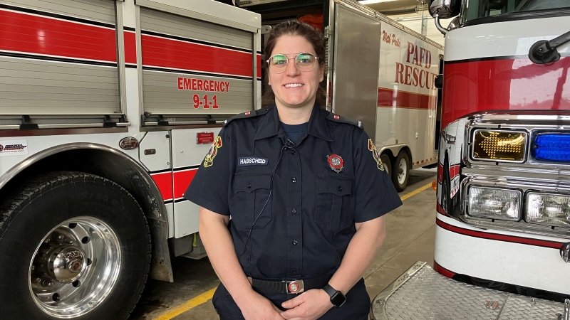 Bailey Habscheid at the Prince Albert Fire Department. (Camae Marayag/CTV News)
