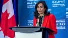 Defence Minister Anita Anand addresses the opening news conference at the Halifax International Security Forum in Halifax on Friday, Nov.18, 2022. THE CANADIAN PRESS/Andrew Vaughan