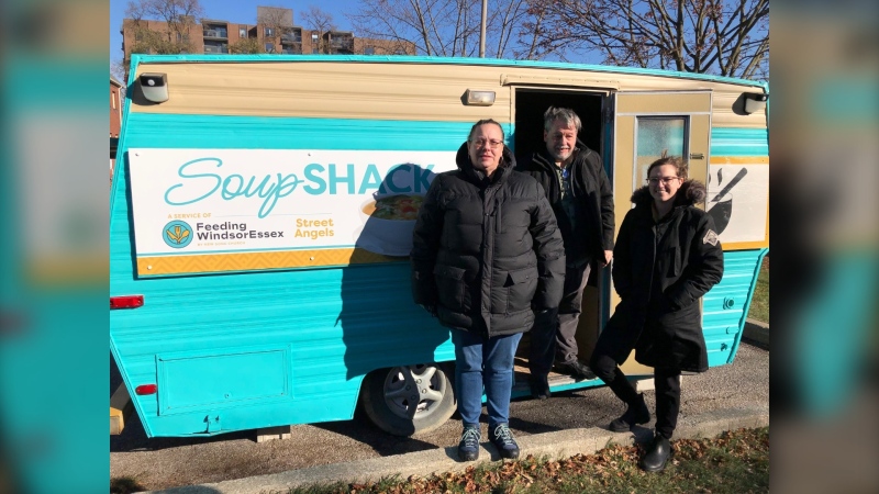 The Street Angels mobile soup kitchen is seen in Windsor, Ont. on Nov. 21, 2022. (Gary Archibald/CTV News Windsor)