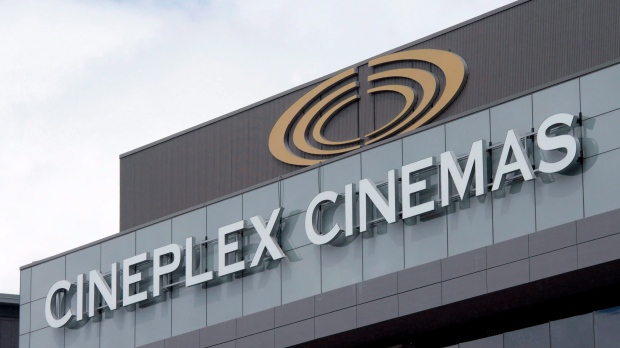 Signage is pictured on top of a Cineplex theatre on May 22, 2015. THE CANADIAN PRESS/Adrian Wyld