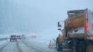 An undated file photo shows heavy snow and low visibility on B.C.'s Coquihalla Highway.