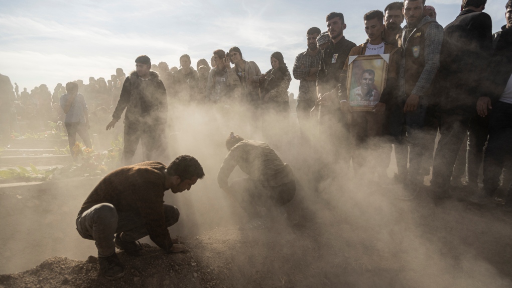 Syrian Kurds at a funeral