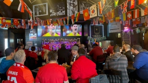 World Cup soccer fans packed The Lobby Kitchen & Bar to watch Canada's first World Cup game in 36 years. (Brit Dort/CTV News)