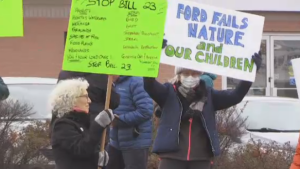 Stratford protest against Bill 23. (CTV News/Jeff Pickel)