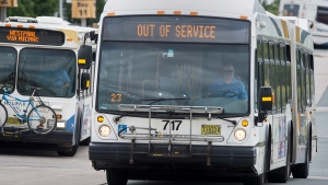 A Halifax Transit bus arrives at a terminal in Dartmouth, N.S. on Wednesday, July 17, 2019. THE CANADIAN PRESS/Andrew Vaughan 
