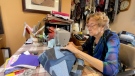 Retired Ottawa teacher Lin Dickson working on her sewing machine. (Peter Szperling/CTV News Ottawa)