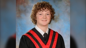 Ethan Tucker's Grade 8 graduation photo. He would be diagnosed with brain cancer two days later. (Supplied)