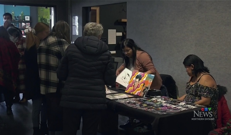 Indigenous artisans are displaying and selling their cultural creations at a two-day craft show in Timmins. (Photo from video footage)