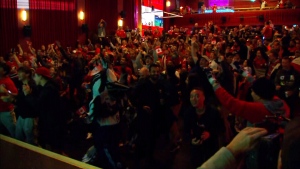 Fans cheer as Canada scores