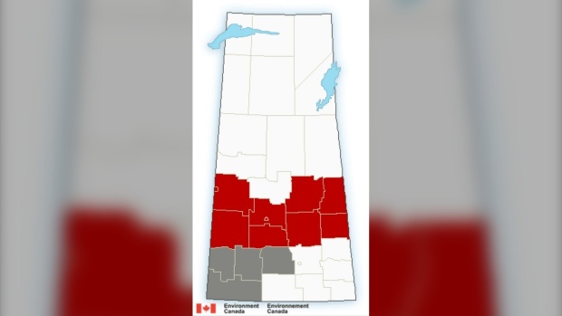 Winter storm warnings as well as blowing snow advisories were issued for much southern and central Saskatchewan on Nov. 27, 2022. (Environment Canada)