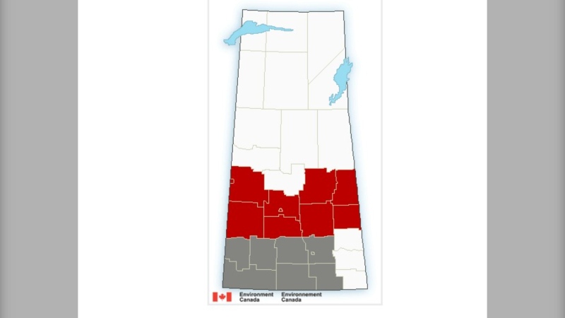 Winter storm and snowfall warnings along with a blowing snow advisory is in effect across central and southern Saskatchewan. (Source: Environment Canada)