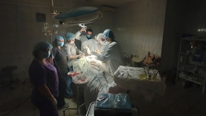 Performing surgery during a power outage in Lviv, Ukraine, on Nov. 15, 2022. (Oleh Duda via AP) 