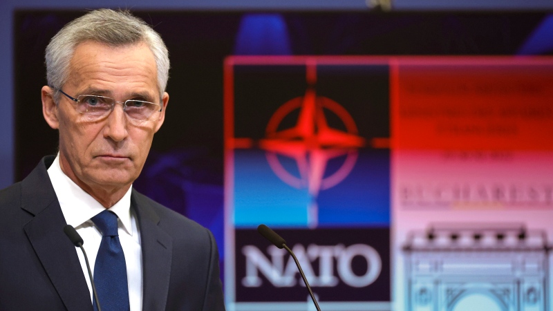 NATO Secretary-General Jens Stoltenberg speaks during a press conference at the NATO headquarters, Friday, Nov. 25, 2022 in Brussels. (AP Photo/Olivier Matthys, File)