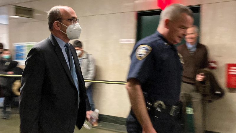 Donald Bender, left, a former accountant for Donald Trump, arrives at Manhattan criminal court, Nov. 21, 2022, in New York. (AP Photo/Michael Sisak) 