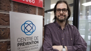 Louis Audet Gosselin, scientific and strategic director for the Centre for the Prevention of Radicalization Leading to Violence, is seen at the centre’s office, Monday, November 21, 2022 in Montreal.THE CANADIAN PRESS/Ryan Remiorz