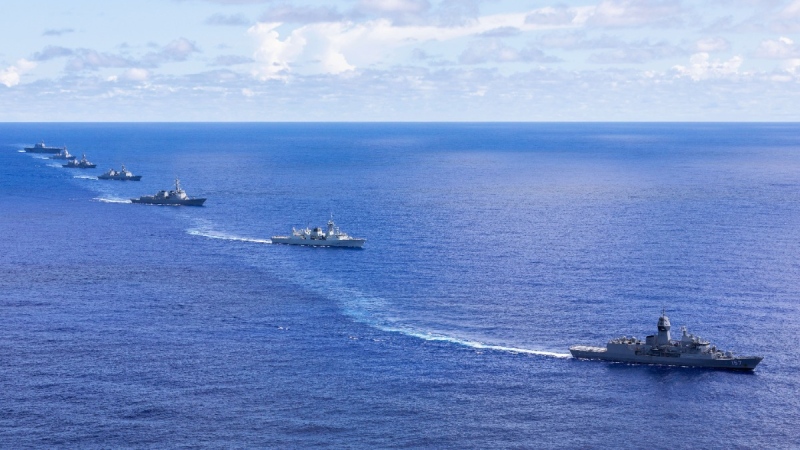 During Exercise Pacific Vanguard during a Regional Presence Deployment in the South China Sea, on Aug. 22, 2022. (LSIS David Cox / Royal Australian Navy via AP) 