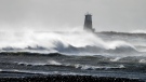 The ocean is churned up near Devils Island in Halifax on Saturday, Jan. 15, 2022. THE CANADIAN PRESS/Andrew Vaughan