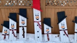 Val Ruth and Blaine Wall started creating and selling snowmen made out of recycled, wooden pallets in 2020. Since, they have raised thousands for local charities and shelters, with no plans of slowing down. (Source: Scott Andersson/CTV News Winnipeg)