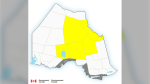 Environment Canada weather alert map in northern Ontario. Nov. 29/22 