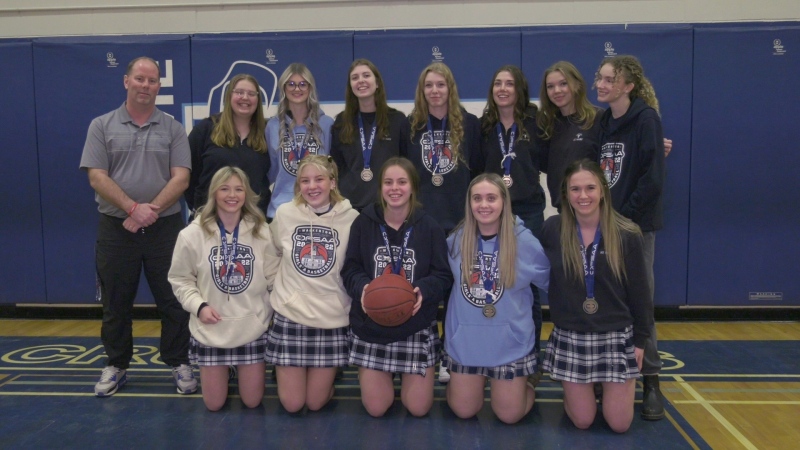 The St. Mary's Crusaders senior girls' A basketball champs. (Nate Vandermeer/CTV News Ottawa)