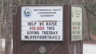The Nottawasaga Valley Conservation Authority posts a sign about Giving Tuesday on Nov. 29, 2022. (CTV News/Rob Cooper)
