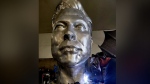 Kevin Stone, a metal sculptor from B.C., works on a giant Elon Musk Bust. Photo submitted by Kevin Stone. 
