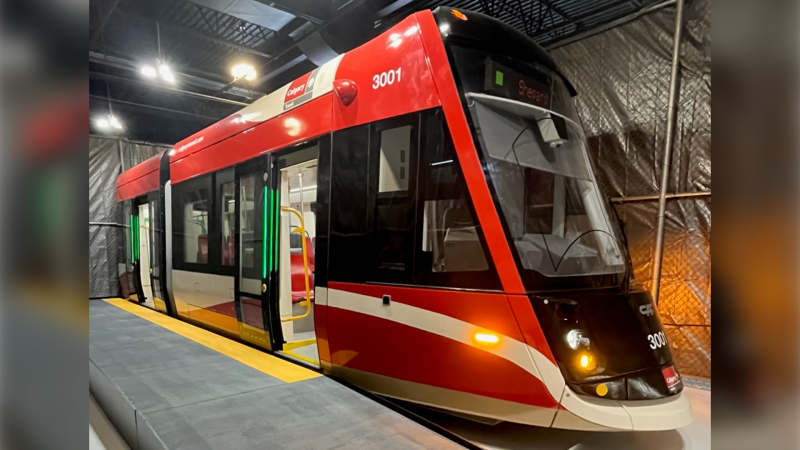 The City of Calgary's LRV model will be used to train drivers and test the technical requirements of the existing Green Line plan. (Supplied)