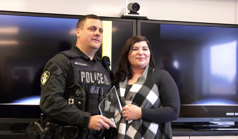 Dre nominated Const. Graham MacGregor for a Police Association of Ontario 2022 hero award after he continued to support her long after giving her a ticket for a collision in September 2019. 